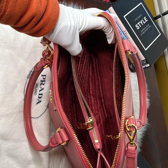 PRADA 2Way Hand Bag  Saffiano Lux Leather Tamaris/ Pink Color Authenticity Card - Picture 11 of 17